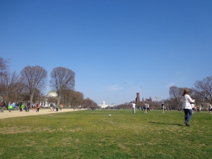 DC residents and tourists loving the spring weather on the National Mall.